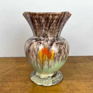 Urn Vase Brown Green Orange Drip Glaze Made in Germany
